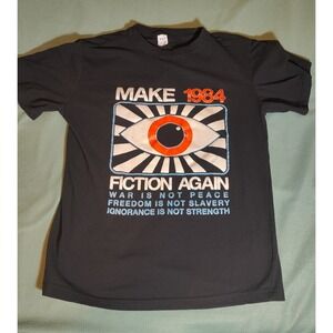 Make 1984 Fiction Again Black Graphic T-shirt Men's Size Large